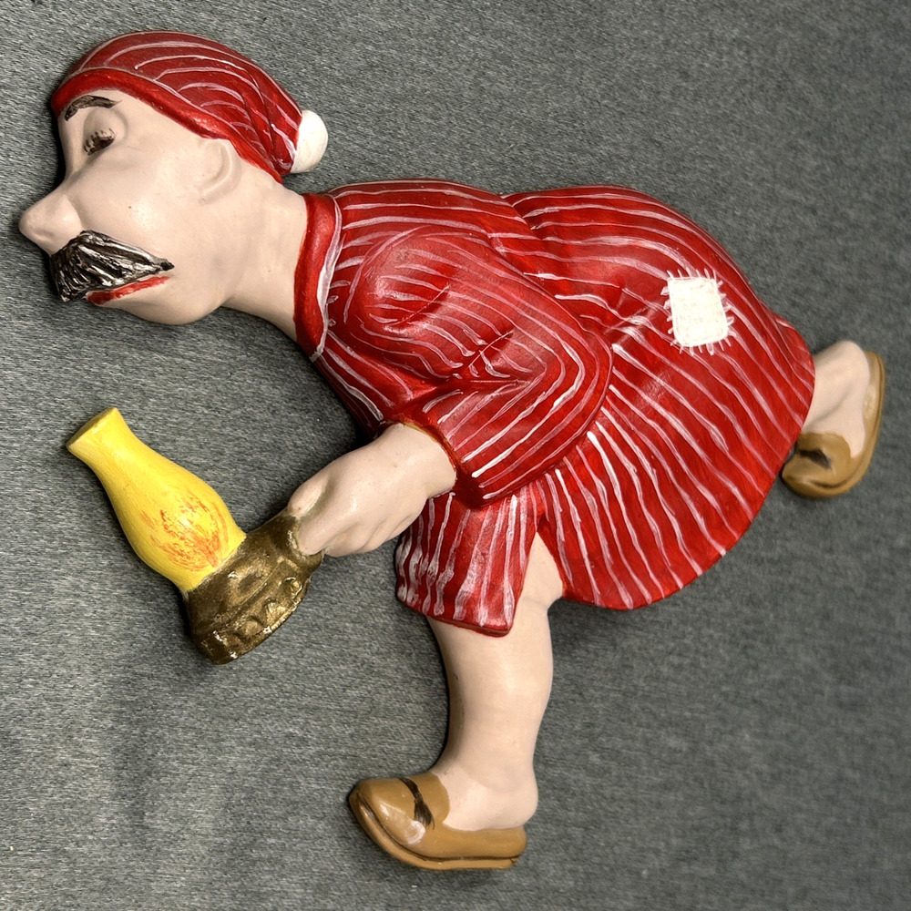 VTG ARNELS Ceramic Wall Hanging "Rush To The Outhouse” Red Nightgown Pa Only